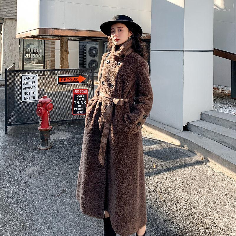 

Women' Fur & Faux 2022 Winter Women Natural Lambs Wool Coat Female Real Sheep Shearling Jacket Lady Casual Thick Warm Long Outerwear O142, Qiantuo