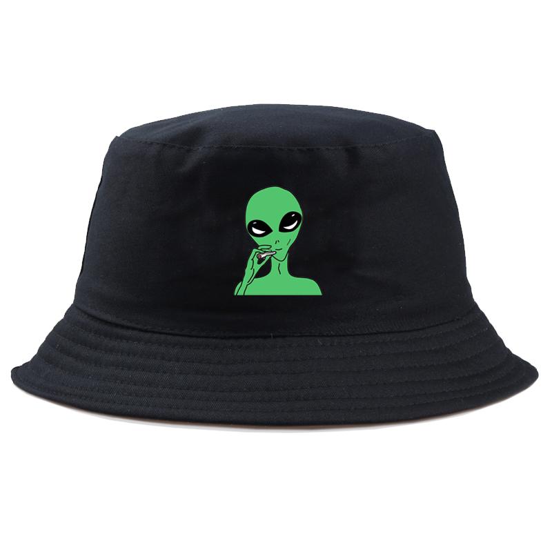 

Berets Cool Black Smoking Alien Print Bucket Hats For Women Men Fishing Hat Sun Summer Sunscreen Fisherman Panama Hip Hop Cap Boys Girl, Yellow