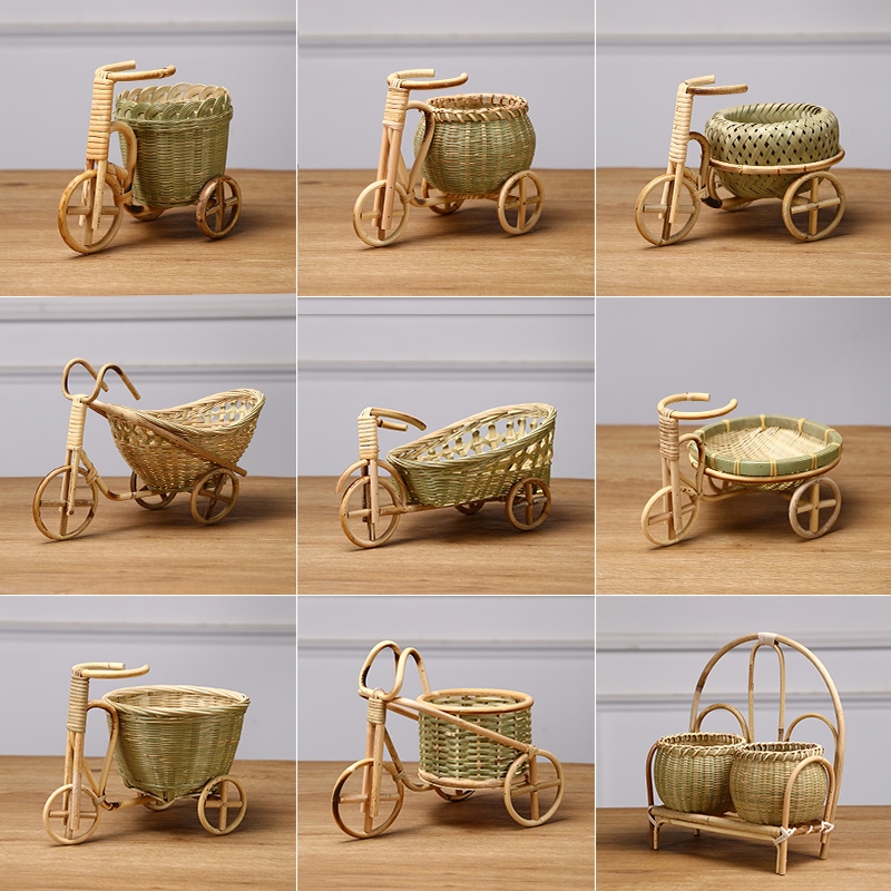 Pure handmade creative bamboo products fruit storage basket dried fruit snack plate home decoration-image-760376872