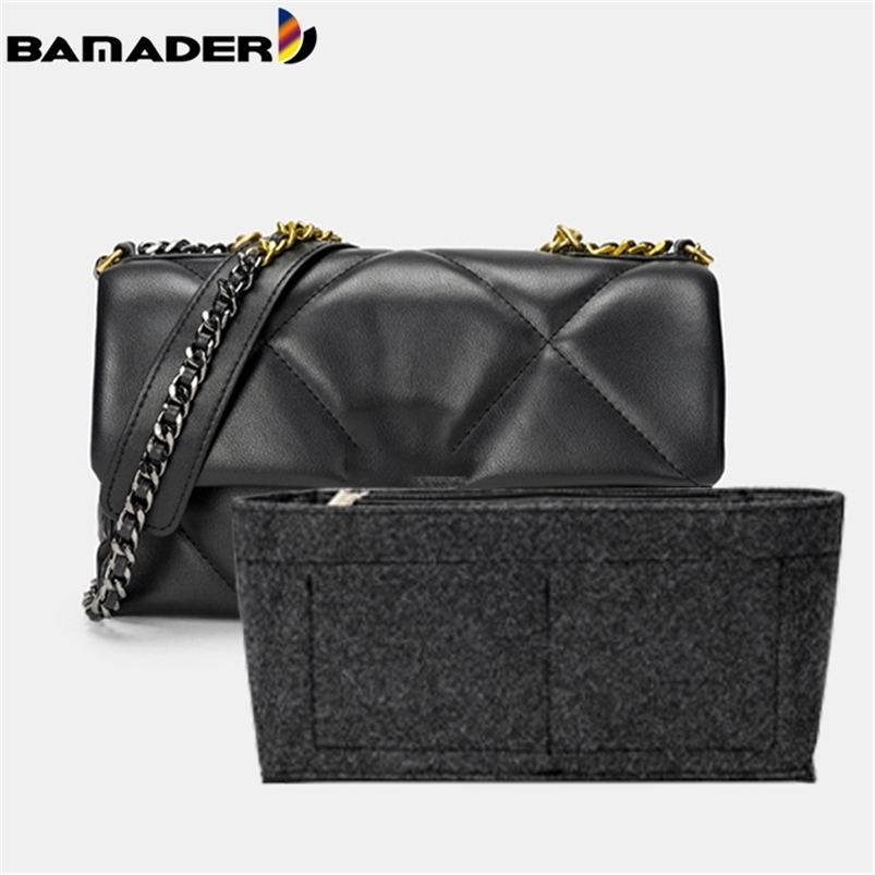 

BAMADER Insert Handbag Women Makeup Organiser Felt Insert Bag liner Travel Organizer Portable Cosmetic Bag Shaper For Neonoe 220615, A.gray black.s