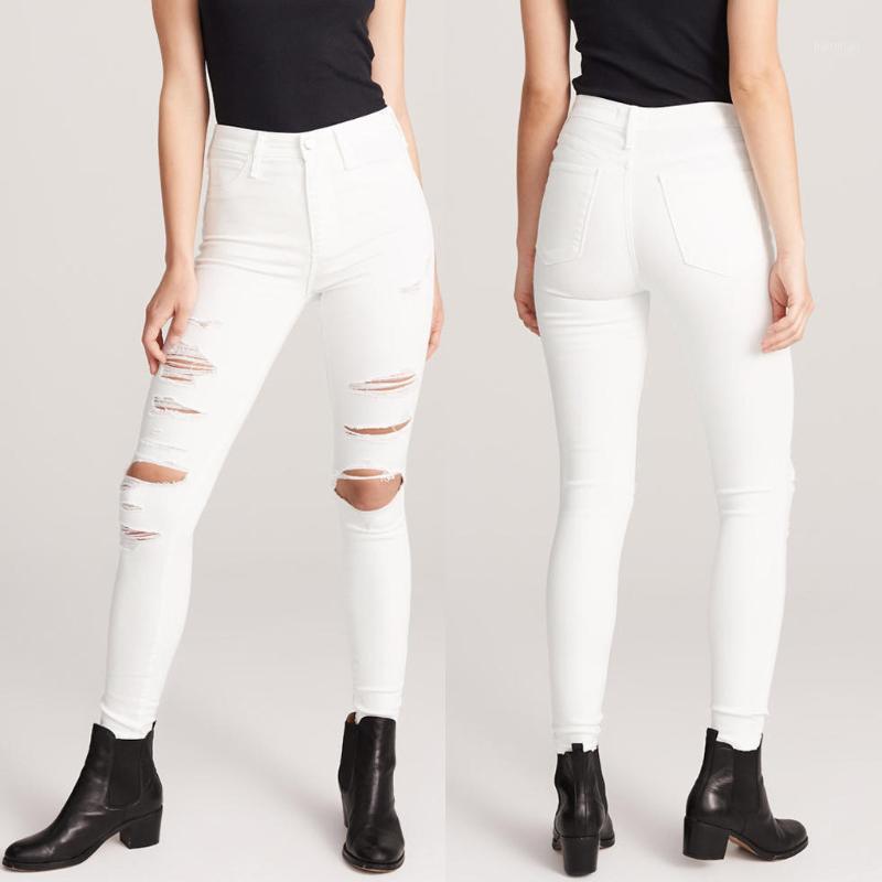 

Women' Jeans Fashion Sexy Women Skinny Mid Waist Stretch Pencil Pants W816, White