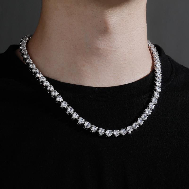 

Chains Hip Hop Rock 925 Sterling Silver 6MM Created Moissanite Gemstone Tennis Chain Necklace Bracelets Fine Jewelry Wholesale