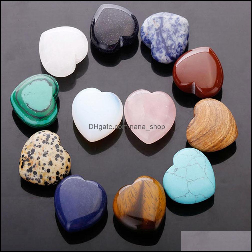

Stone Loose Beads Jewelry Natural Crystal Semi-Precious 3Cm Without A Hole Heart Shape Opal Rose Quartz Turquoise For Yoga Energy Bead Chakr