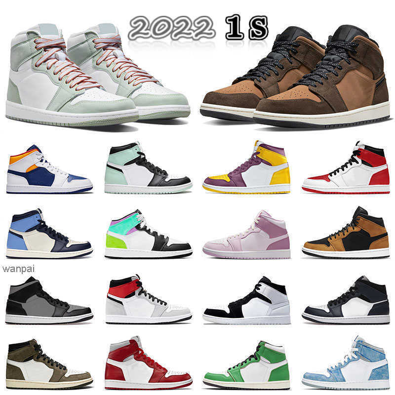 

2022 Hotsaling Jumpman 1 1s Basketball Shoes Fashion Suede Wheat Georgetown Mid Dark Chocolate Iron Ore Armory Navy Seafoam Particle Grey og designer shoes, H45 36-46 mid light iron ore