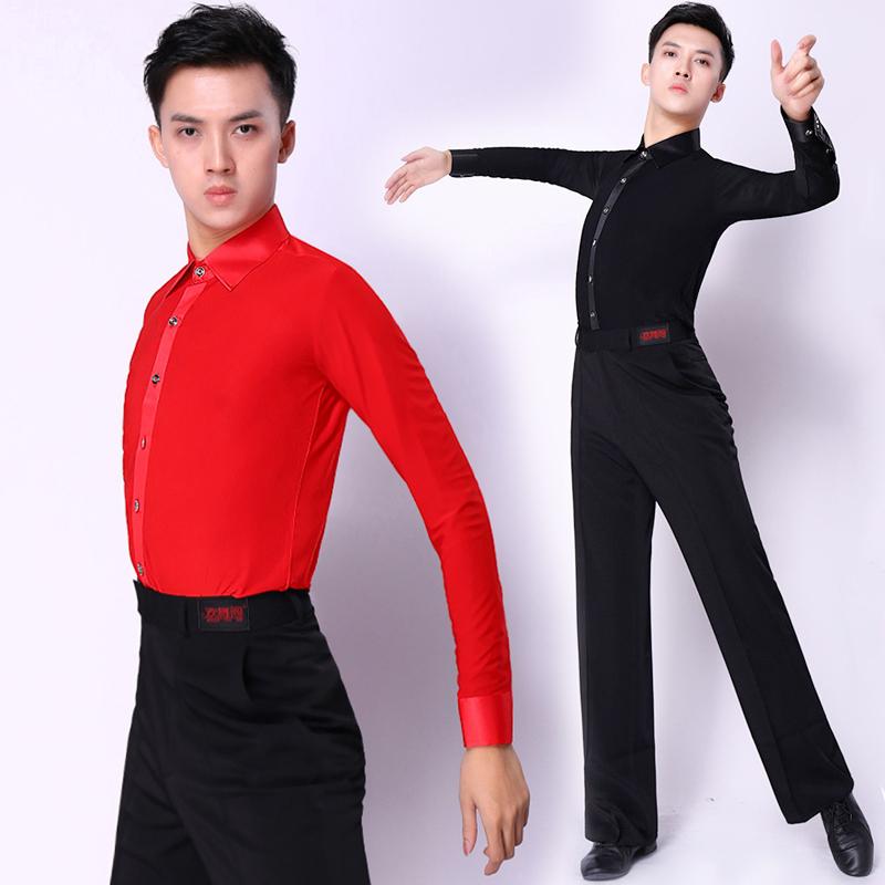 

Stage Wear Mens White Dance Shirt Ballroom Modern Salsa Tango Samba Latin Standard Competition Performance Men Shirts Dancewear TopsStage