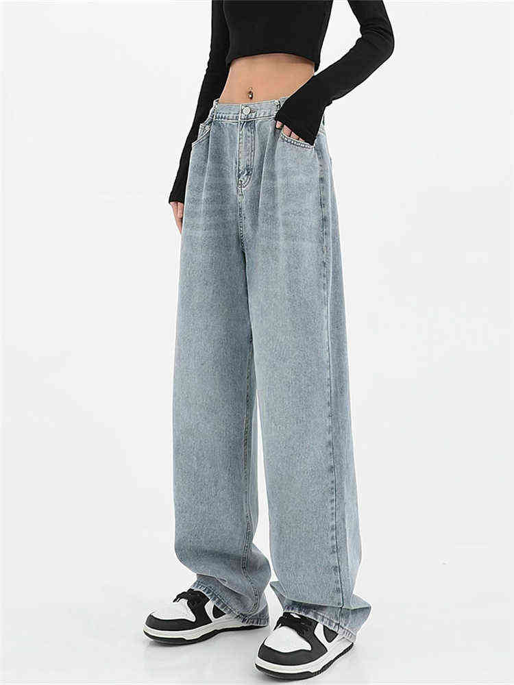 

Demin Pants for Women Loose Casual Denim Wide Leg Pants Womens Straight Leg Pant Y2k Street Retro Wash Solid Color 2022 Womens T220728, Blue