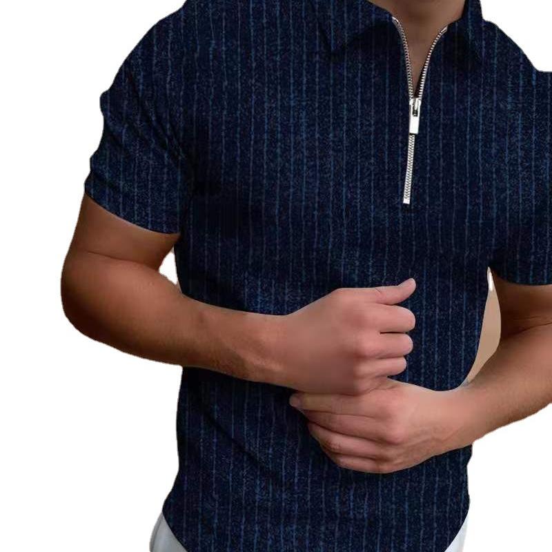 

Men' Polos Striped Summer Men Solid Cotton Zipper Short Sleeve Shirts For Fashion Stand Collar Mens Tee ShirtsMen' Men'sMen, Green