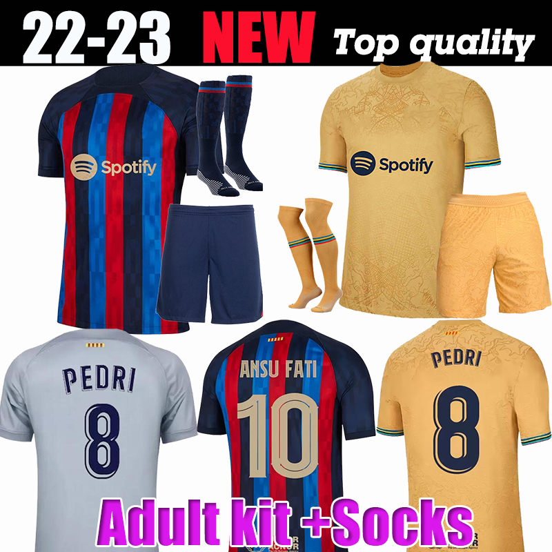 

Adult Suit 22 23 ANSU FATI soccer jersey 2022 2023 home away black F. DE JONG PEDRI LEWANDOWSKI FERRAN RAPHINHA GAVI ADAMA Camisetas de men kids football kit shirts bar