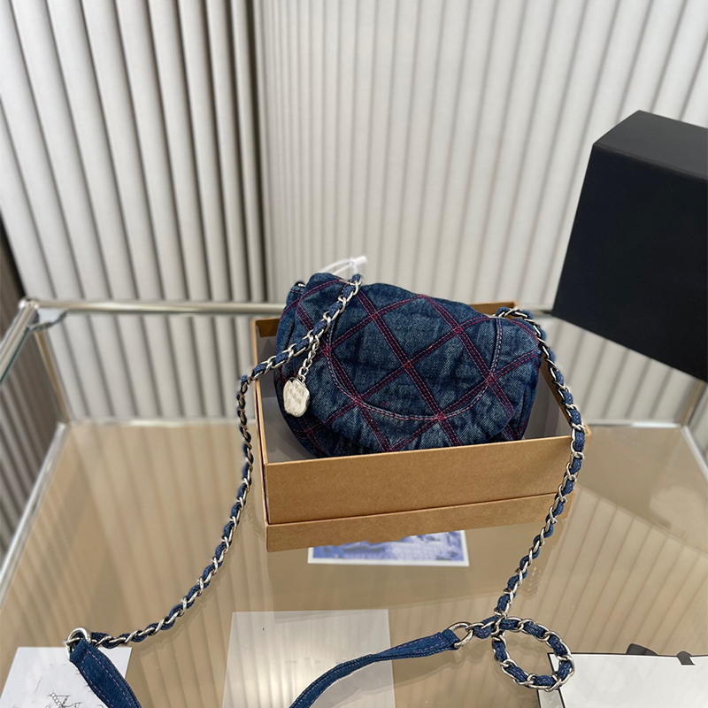 

2022 Top Vintage Washed Denim Bag High Quality Silver Hardware Chain Designer Bag Ladies Shoulder Handbag Classic Fashion Messenger Wallet Handbags, Black