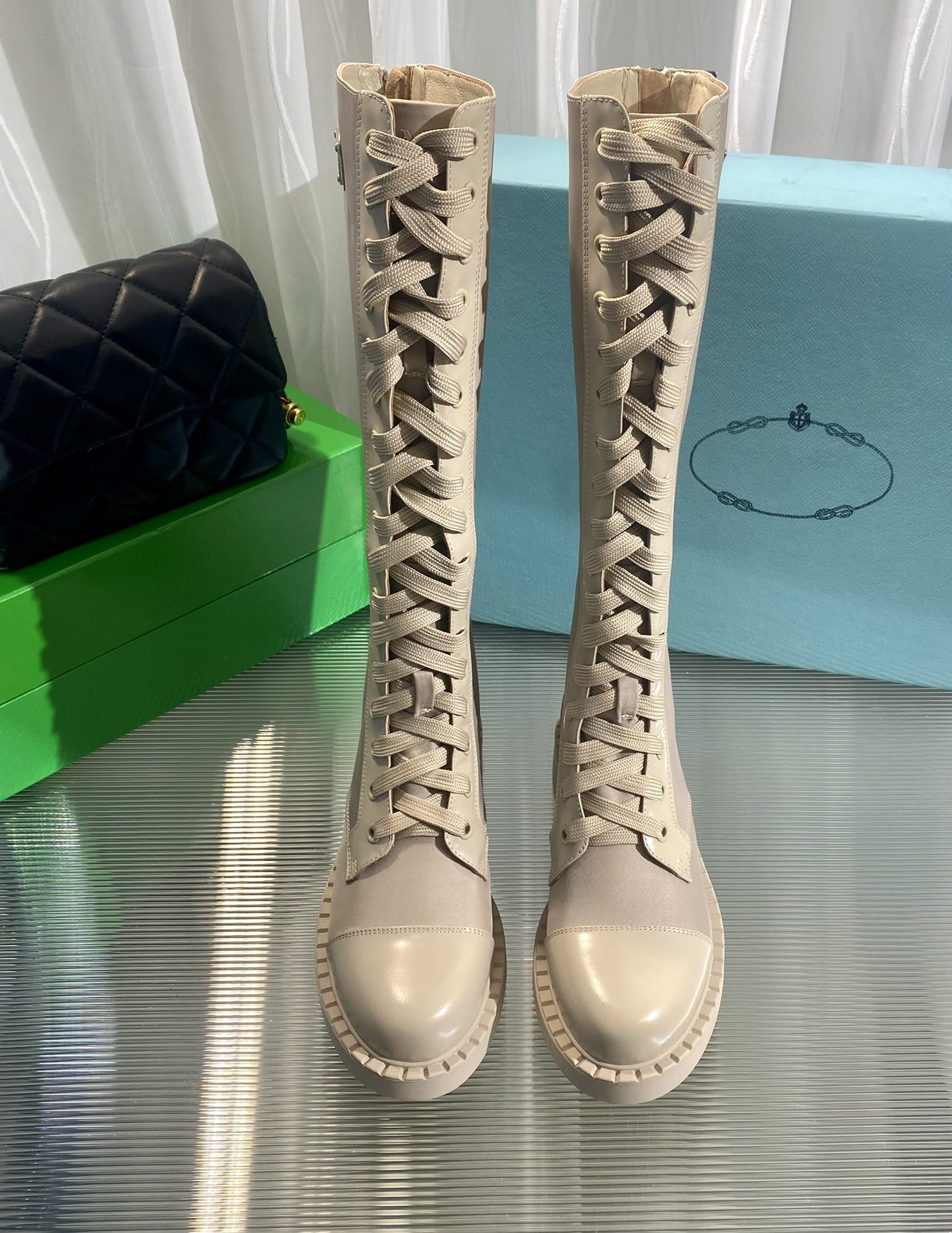 

over knee boots designer boot high boot martin booties genuine leather middle heel lining comfortable logo fashionable latest style long boo size 35-41, Khaki