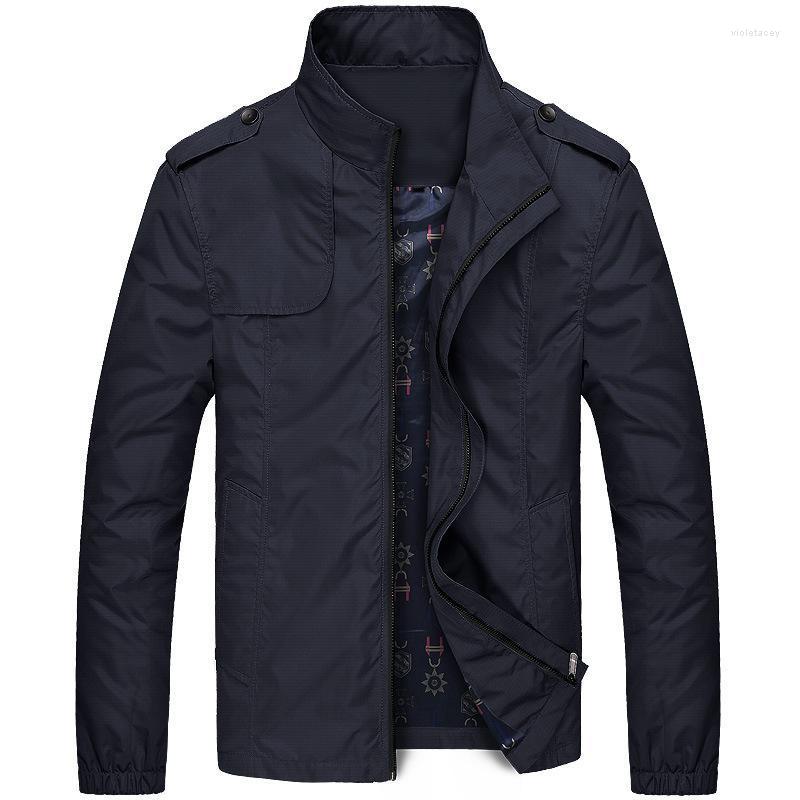 

Men's Trench Coats Men's Jacket Spring And Autumn Stand-up Collar Thin Youth Casual Large Size Windbreaker JacketMen's Viol22, Black
