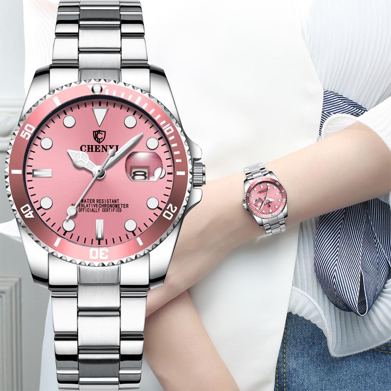 

Wristwatches Luxury Ladies Watch 2022 Stainless Steel Waterproof Watches Women Fashion Pink Blue Green Dial