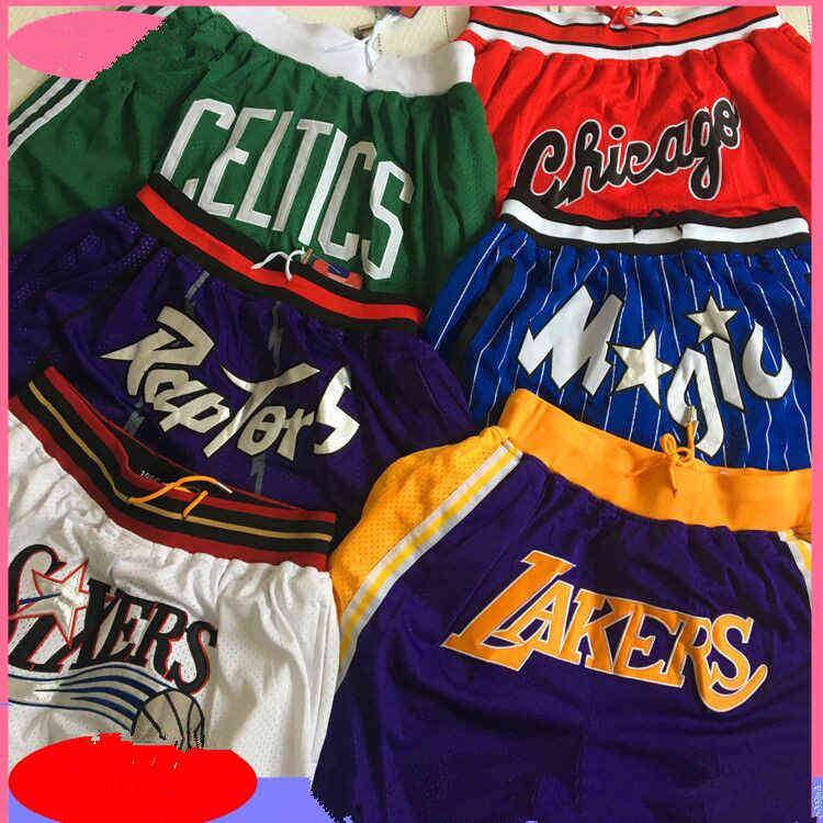 

Teams JuST Short Mens Hip Hop High School College DON Retro outdoor Sports Running Basketball Shorts Pant Sweatpants With Pocket Zipper, As