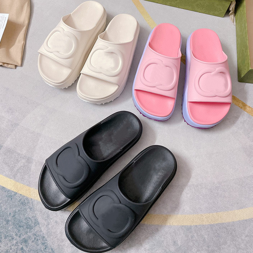

Women Platform Sandals Designer Slides Sandal With Interlocking G Luxury Flat Thick Bottom Flip Flops Pink White Candy Colors Casual Slipper With Box 354, Sock