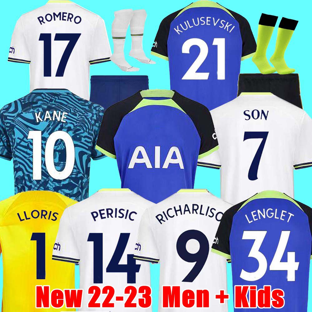 

Men KIDS 22 23 SON Soccer Jerseys 2022 2023 jersey Football shirt third LUCAS Loris ROMERO PERISIC SPENCE KULUSEVSKI BENTANCUR KANE RICHARLISON LENGLET SKIPP, Gk kids