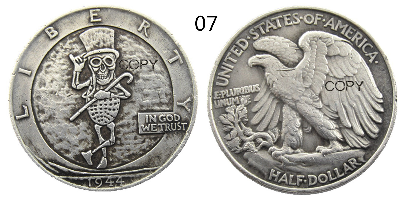 

US Hobo Walking Half Dollar Craft Silver Plated skull zombie skeleton hand carved Copy Coin home decoration accessories
