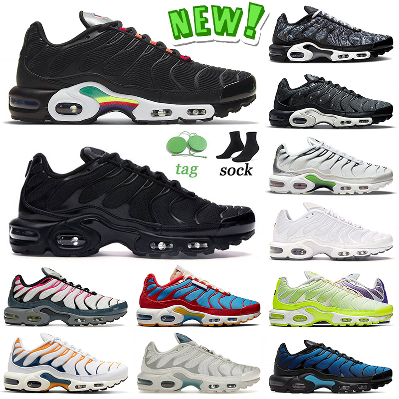 

2022 Top Quality TN Plus SE Tuned Running Shoes Multi Triple Black Shattered Ice Neon Green Color Flip Pack Grape Run Club Metallic Teal Mens Women Sneakers Spots 36-46, C29 fade blue hero volt 40-46