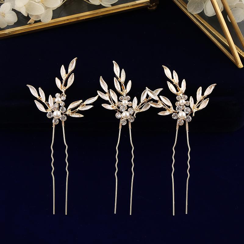

Hair Clips & Barrettes Women Crystal Wedding Accessories Handmade Gold Sticks European Pearls Hairbands HairpinsHair