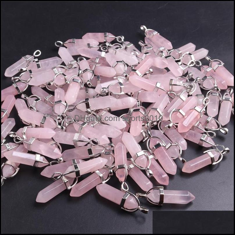 

Arts And Crafts Bk Natural Stone Rose Quartz Charms Pink Crystal Pendant Hexagonal Column Pendants Necklace Jewelr Sports2010 Dhdao