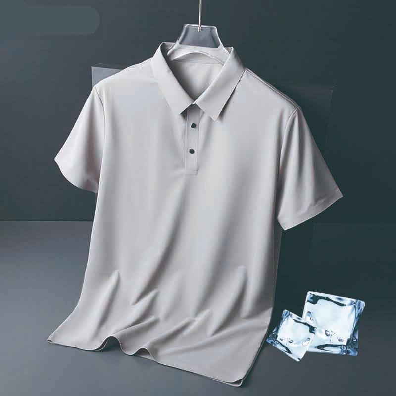 

Men's Polos Summer Ice Silk Traceless Quick Dry Glue Pressing Short Sleeve Poloshirt High Quality Lapel T-shirt Slim Fit Black 2022Men's Men