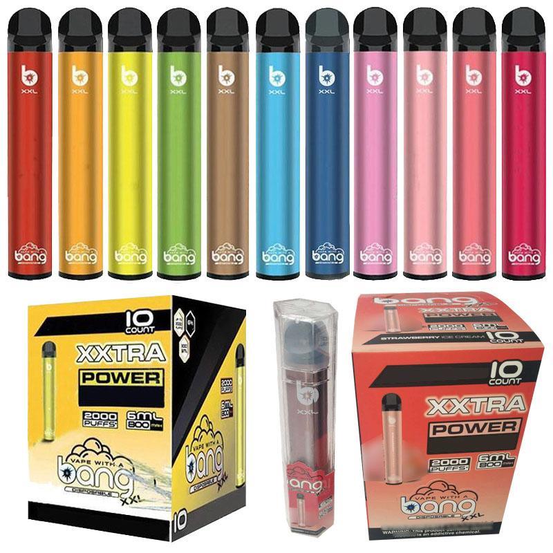 

BANG XXL 2000 Puffs Disposable E Cigarettes bang xxtra Vaporizer 6ml Device 800mAh Battery Airflow Control MESH vape pods
