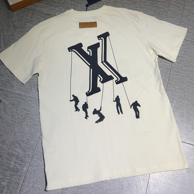 

String doll letter printed Tee Fashion Short sleeve crew neck beige T-Shirt Man Women Summer casual Hip Hop Highstreet FZTX533