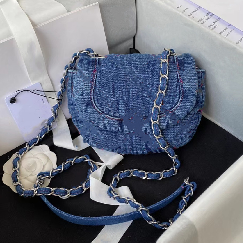 

7A Top Designer Premium Handmade Luxury Bags Women Mini Sweet Ladies Denim Canvas One Shoulder Messenger New Fashion Brand Chain Bag Replica retro leisure, Box