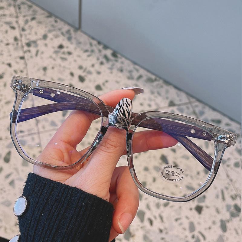 Fashion Sunglasses Frames Oversized Anti-blue Light Eyeglasses For Women Vintage Square Imitation Wood Grain Computer Glasses Frame Men Clea