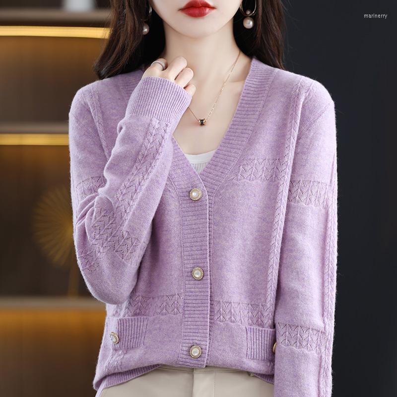 

Women's Knits & Tees Cashmere Wool Ladies Cardigan Sweater Casual Comfort Long Sleeve V-Neck Pure Fashion Solid Color Jacket WomenWomen's Ma, Orange