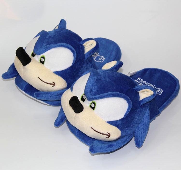 

Slippers 28 CM Sound Speed Blue Hedgehog Home Winter Indoor Shoes Cartoon Sonic Adult Plush Doll Gift