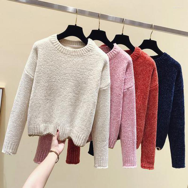 

Women's Sweaters Womans Knit Long Sleeved Tops 2022 Soild O-neck Loose Keep Warm Sweater Autmn Winter Fashion Ladies Casual Pullovers Korean