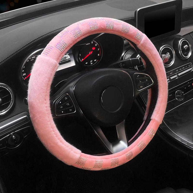 

Steering Wheel Covers Luxury Crystal Rhinestone Plaid Women Diamante Car Covered Steering-Wheel AccessoriesSteering