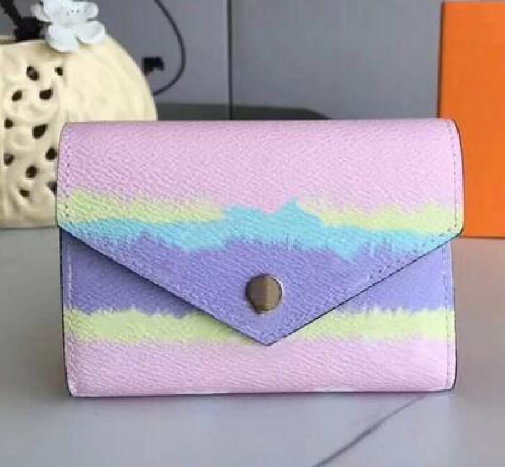

2022 Fresh Designer Wallet With Women Summer Escale Victorine Wallet Shibori Tie Dye Envelope Style Small Wallets Fashion Purse, Red