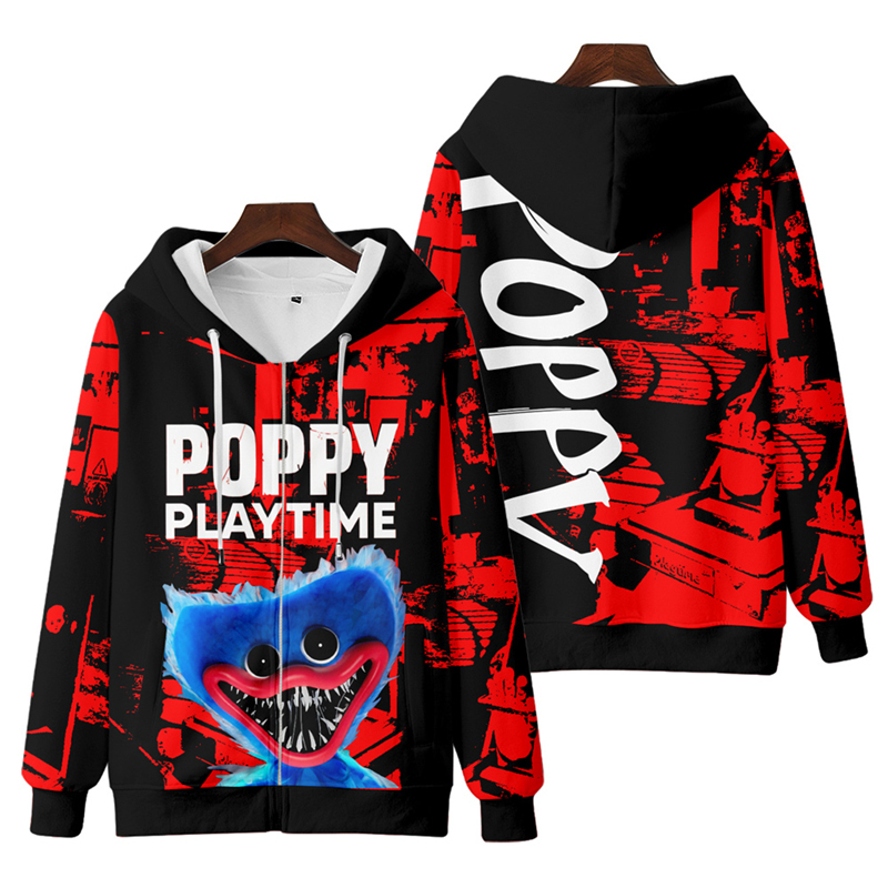 

Huggy Wuggy Poppy Zipper Hoodie Sweatshirt Men Long Sleeve Harajuku Streetwear Hoodies Women Oversized Sweatshirts 220329