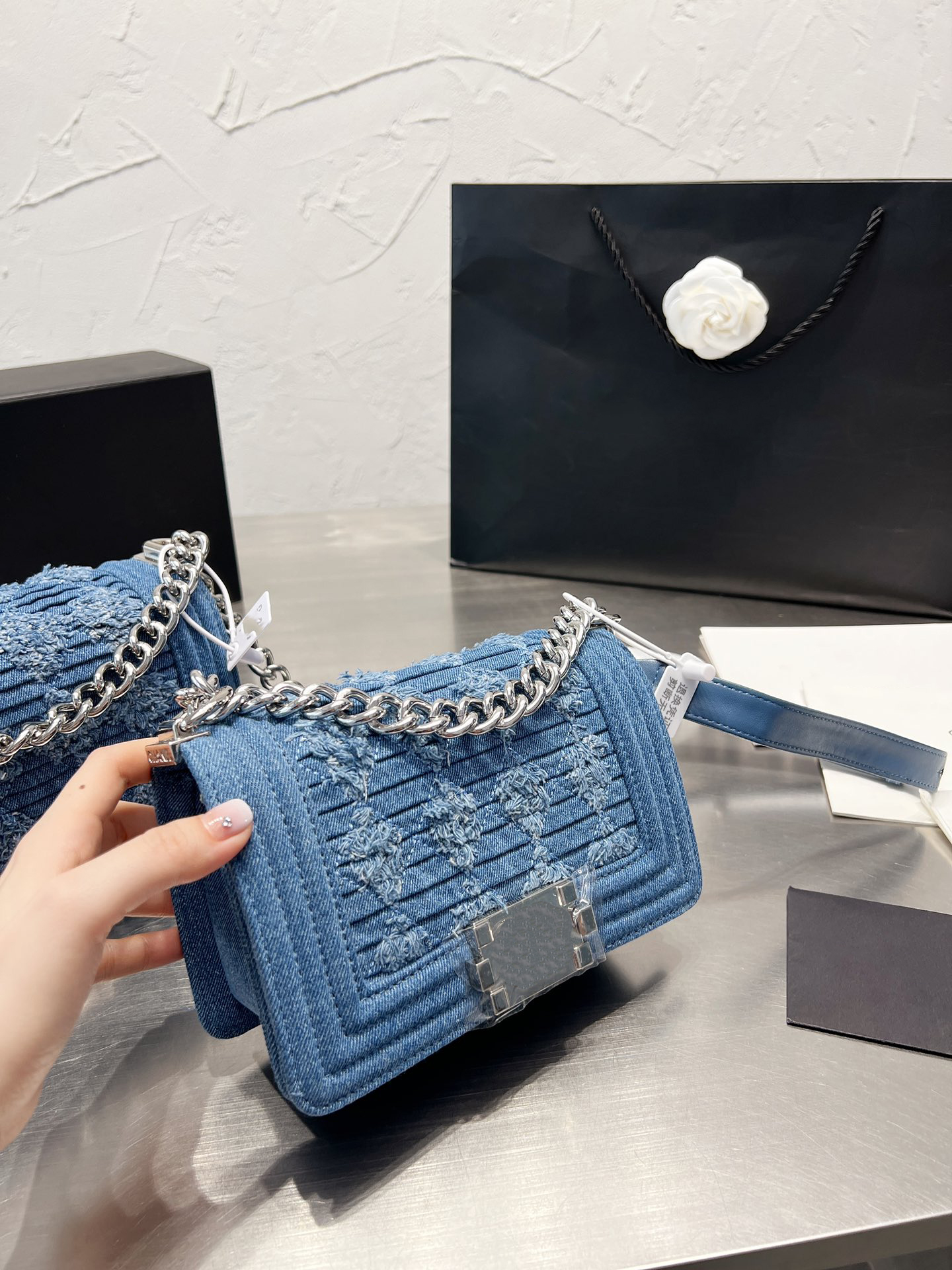 

women's shoulder bag Luxury tote purse handbag message bags cluth top quality Brand classic Genuine leather Crossbody Original Box 25CM Silver Chain 20CM