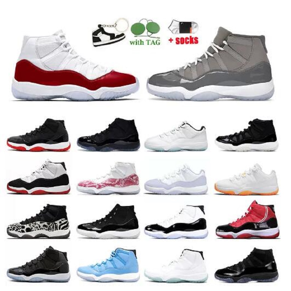 

Cherry 11 jumpman 11s Outdoor shoes 25th Anniversary cool grey bred concord cap and gown unc mens womens trainers sneakers size 36-47, # 46