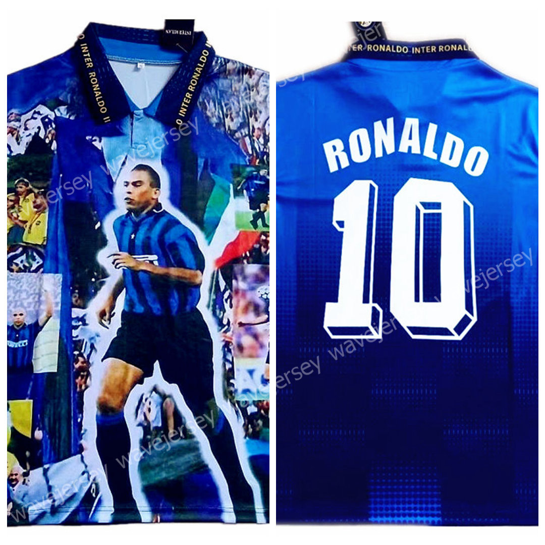 

RONALDO VERSION SOCCER JERSEYS retro maillot classic vintage camisetas football shirts Uniforms men INTER MILANs