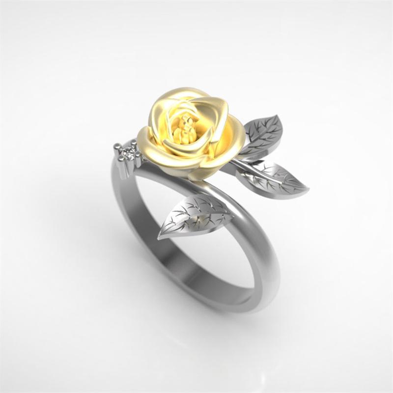 

Wedding Rings Fashion Jewelry Romantic Delicate Golden Rose Ladies Ring Engagement Girl AccessoriesWedding