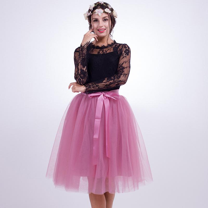 

Skirts Tulle 2022 Streetwear Women Midi Tiered Skirt To Party Female Elegant Elastic Waist For LadiesSkirts