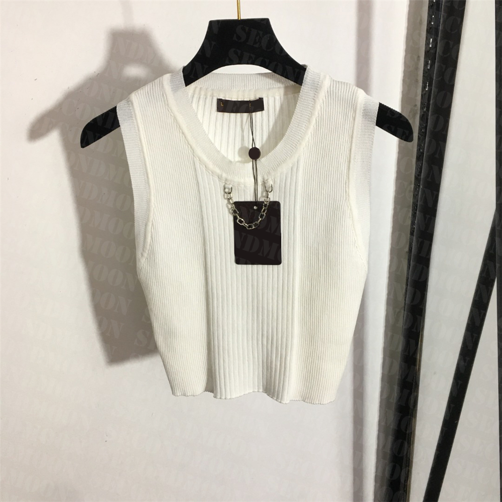 

Knitted Vest T Shirts Women Summer Sleeveless Vests Designer Breathable Tank Top Crew Neck Casual Clothing QYJD, Orange