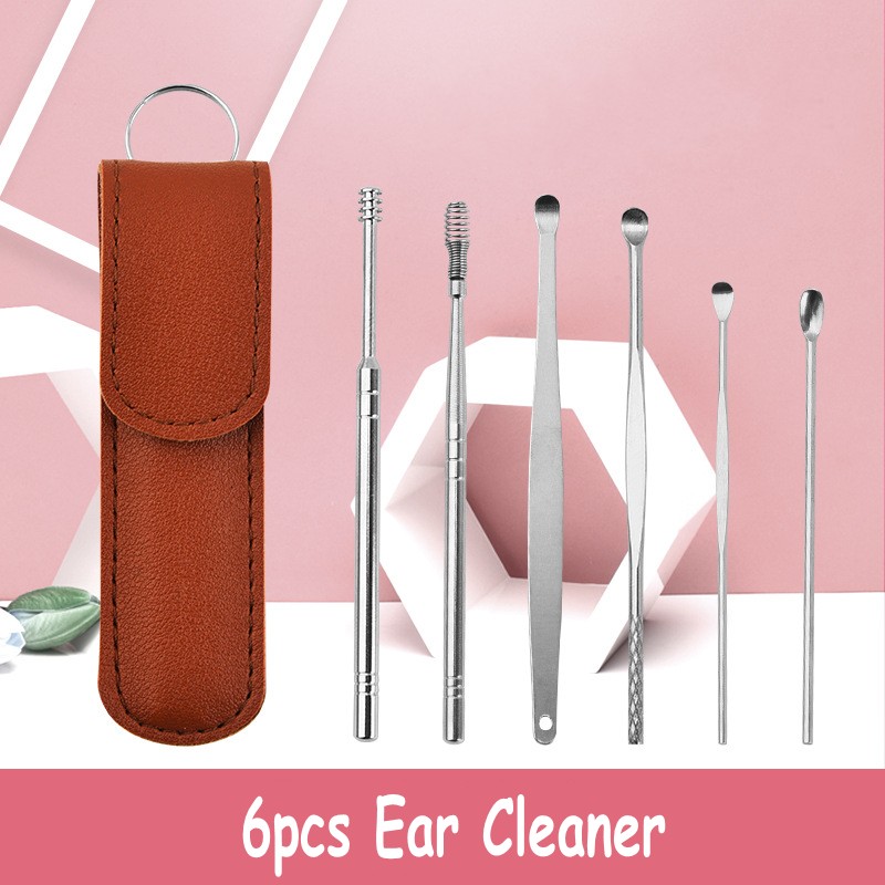 6pcs Cleaner orecchio Altro strumento per la rimozione della cera per la casa Strumento auricolare auricolari Rimozione auricolare Curette Curette Cleanser Spoon Care-Care-Earpick