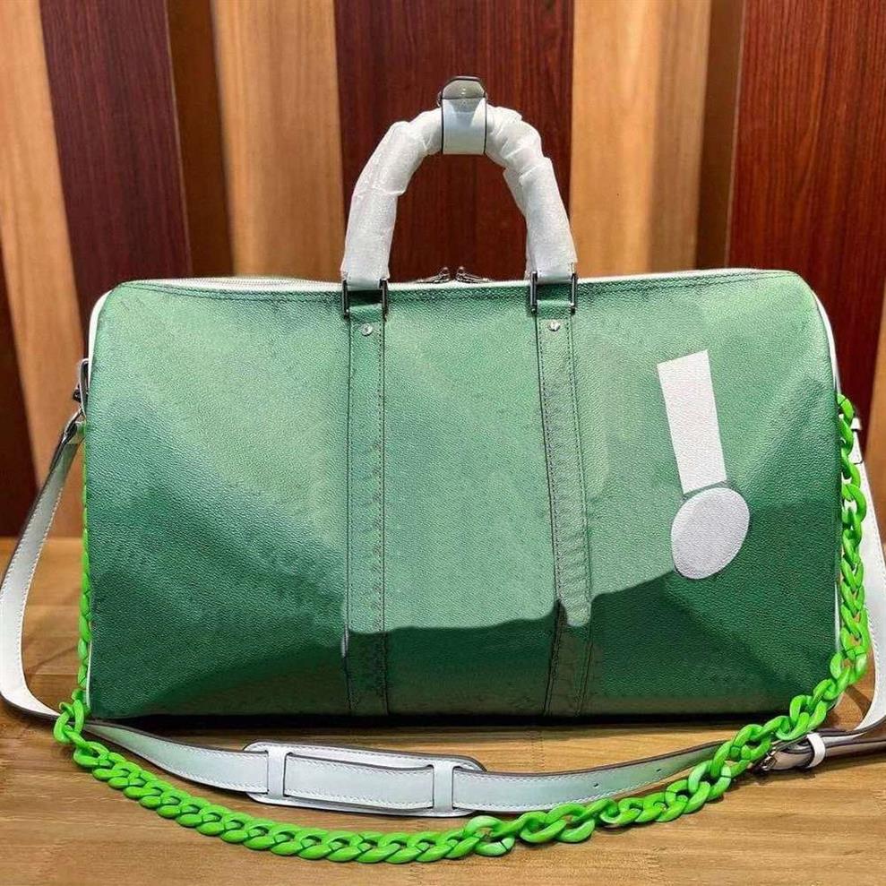 

21 est Mes Travel Bags KEEPALL BANDOULIERE 55 Green Yellow Duffel L age Sport Weekens Handbags W9a7#282s, Dust bag