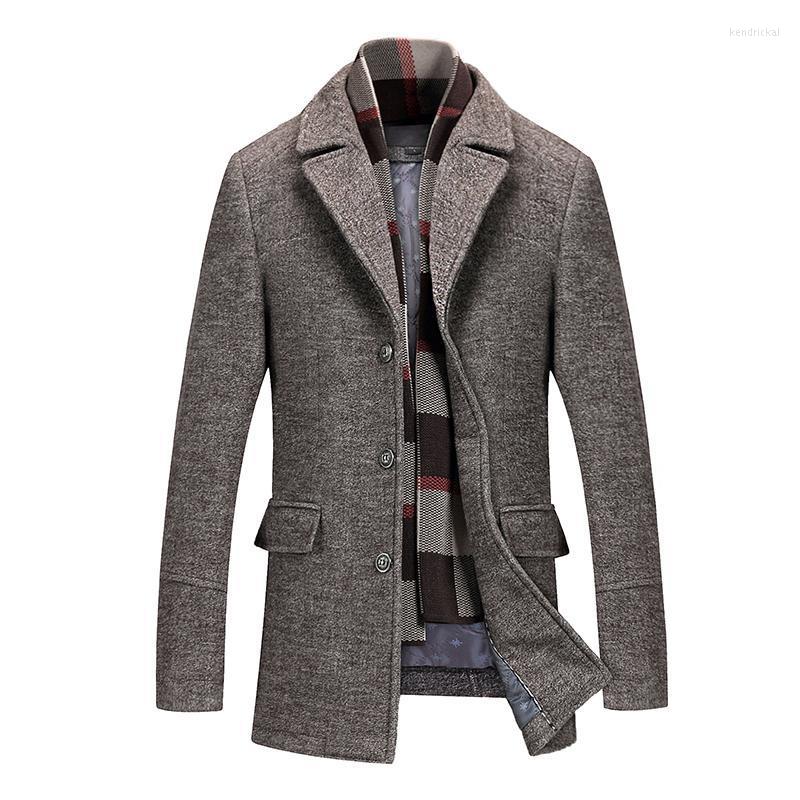 

Men's Wool & Blends Jacket Autumn Mens Winter Thicken Jackets And Coats Clothes Men Long Fashion Clothing Cashmere Woolen Coat Kend22, Khaki