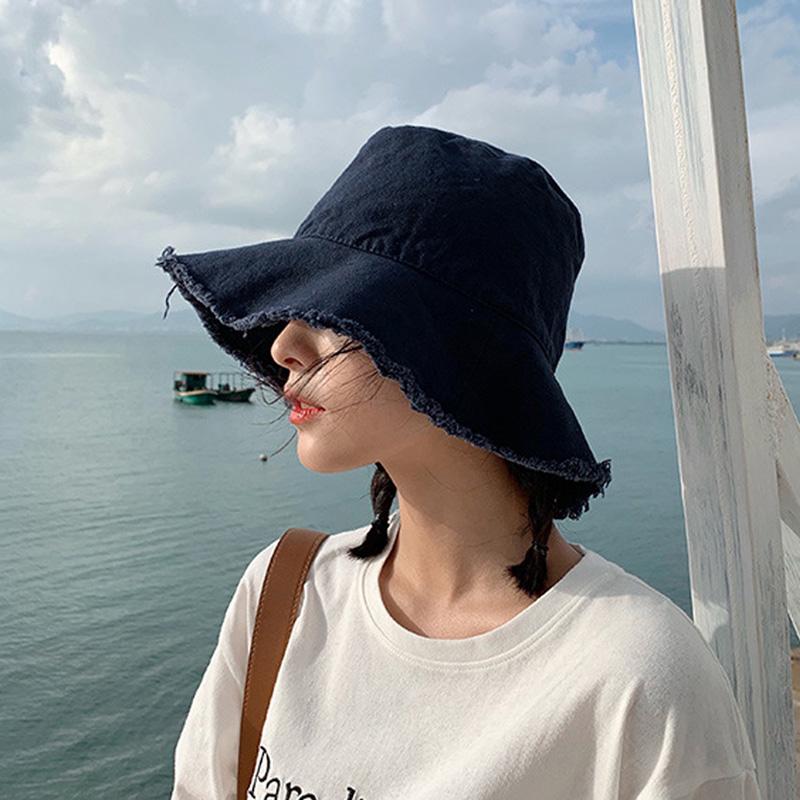 

Berets Cotton Fashion Korean Casual Ladies Flat Tassel Bucket Cap Fisherman's Caps Beach Tourism Hats Women Breathable Sun HatBerets, White