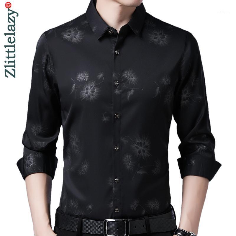 

Brand Long Sleeve Men Social Shirt Streetwear Casual Dandelion Shirts Dress Mens Slim Regular Fit Clothes Fashions 80503 Men, Black