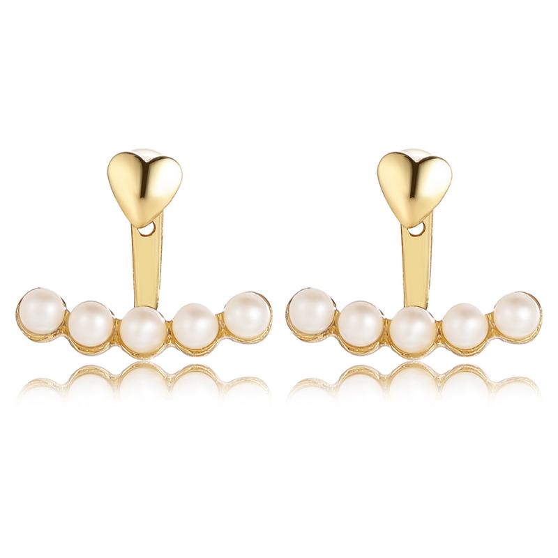

Clip-on & Screw Back Women Creative Fashion Ins Design French Artificial Pearl Earrings Arc Man-made Heart After Hanging Style Grace GirlCli