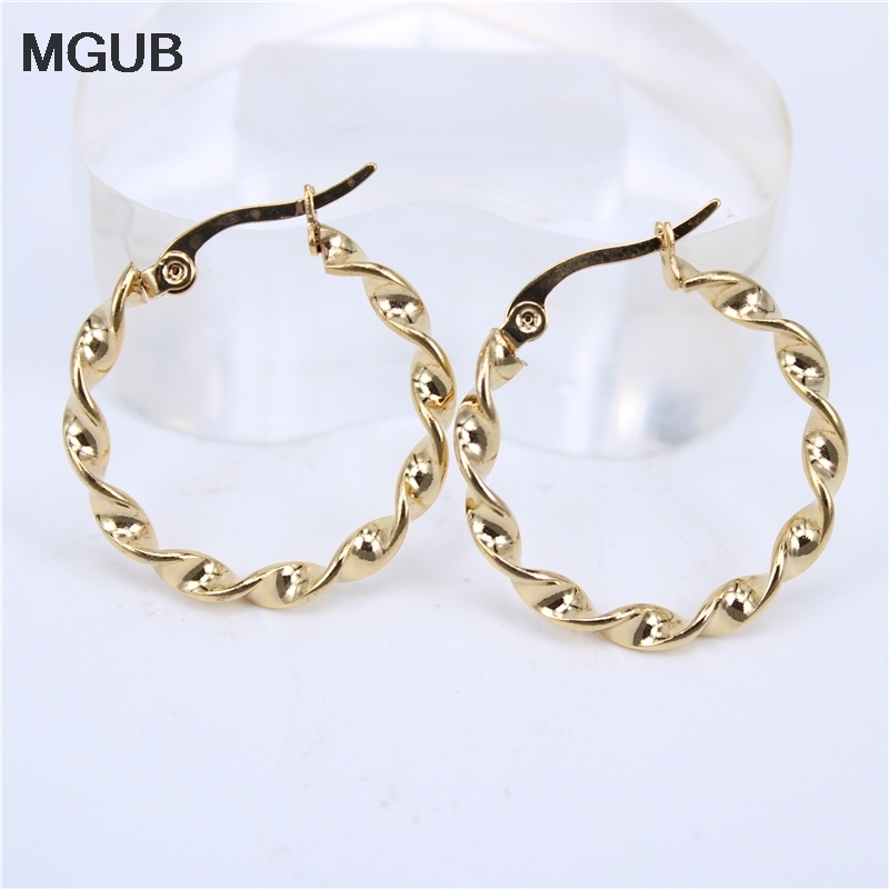 

MGUB 15mm 70mm size Trendy Gold color Twisted Big Earrings Wholesale Jewelry Round Large Size Hoop Women LH30 220716
