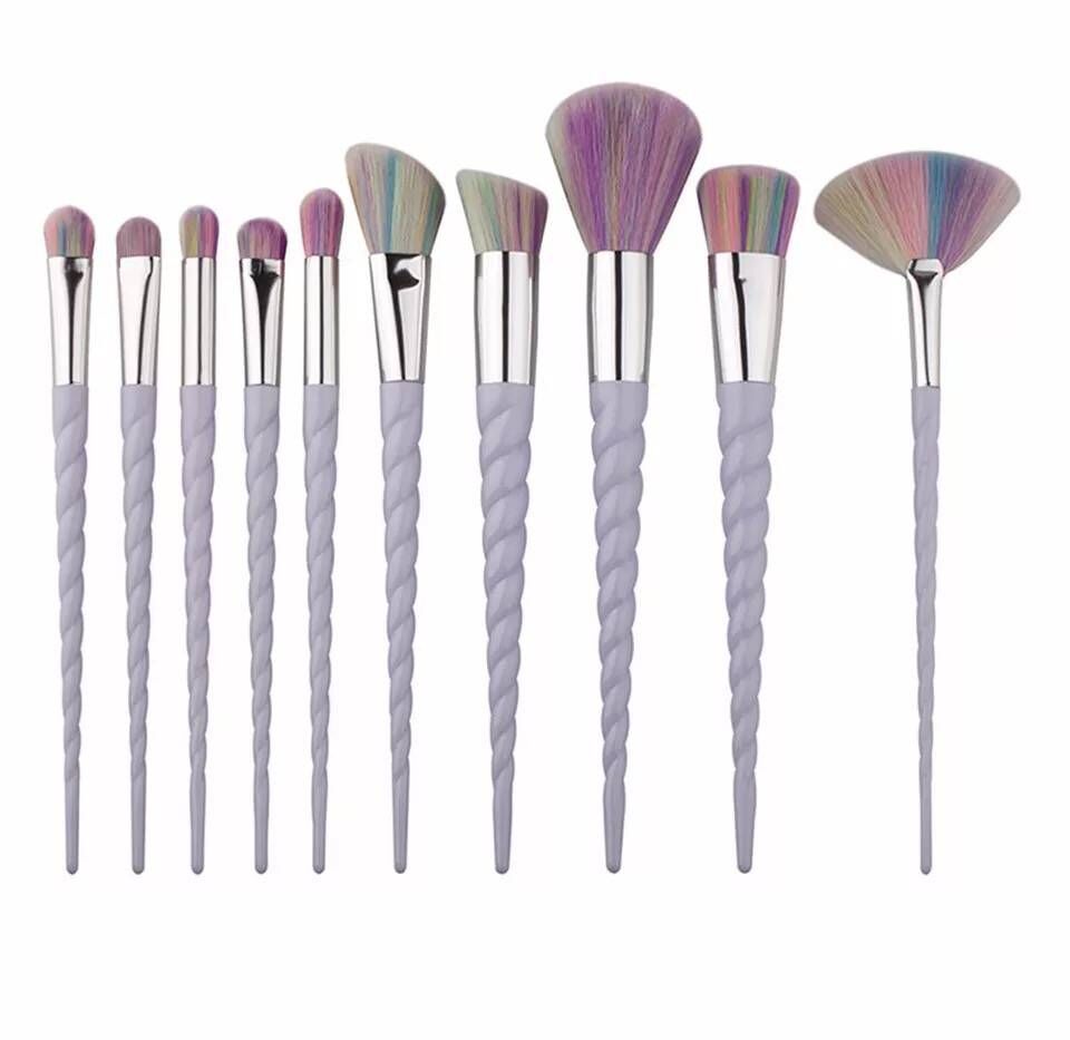 

Makeup tools make up brushes sets beauty 10 pieces colorful spiral cosmetic brushes set