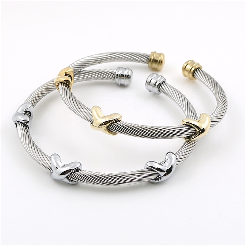 

MSX Classical Charms Stainless Steel Cuff Bangle Bracelet Starfish Punk Cable Twist Wire Stripe Wedding Party Jewelry Accesory 220716