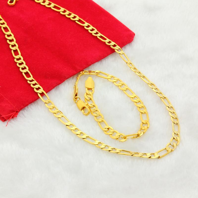 

Earrings & Necklace Design And Charm Women Men 24K Gold 6MM Bracelet Jewelry Set Width For Wedding Anniversary Fashion Gifts JP173Earrings, As pic